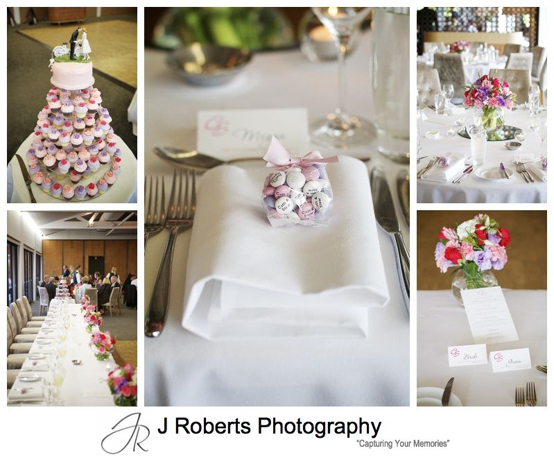 pink and purple table details for a wedding reception at sergeants' mess mosman - sydney wedding photography